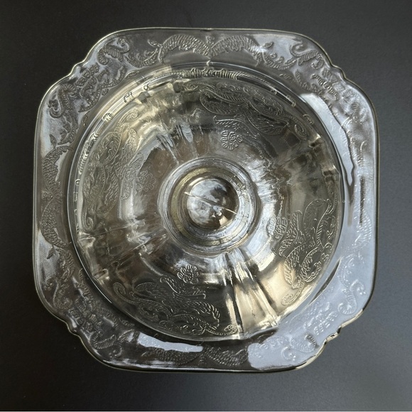 Vintage Clear Glass Madrid Pattern Butter Dish with Dome Lid - Picture 2 of 13